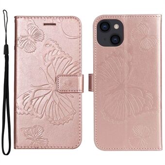 KT Leather Series-2 voor iPhone 14 Plus 6.7 inch Vlinder Bedrukt PU Lederen Case Scratch Telefoon Portemonnee Stand Flip Cover