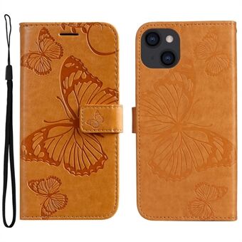 KT Leather Series-2 voor iPhone 14 Plus 6.7 inch Vlinder Bedrukt PU Lederen Case Scratch Telefoon Portemonnee Stand Flip Cover