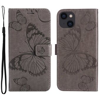 KT Leather Series-2 voor iPhone 14 Plus 6.7 inch Vlinder Bedrukt PU Lederen Case Scratch Telefoon Portemonnee Stand Flip Cover