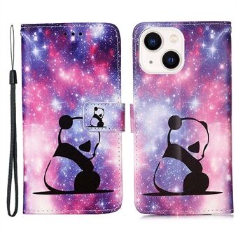 YB Patroon Afdrukken Leer Serie-4 voor iPhone 14 Plus 6.7 inch Anti- Scratch Stand PU Lederen Case Telefoon Portemonnee Cover