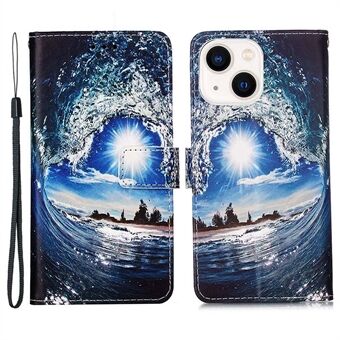 YB Patroon Afdrukken Leer Serie-4 voor iPhone 14 Plus 6.7 inch Anti- Scratch Stand PU Lederen Case Telefoon Portemonnee Cover