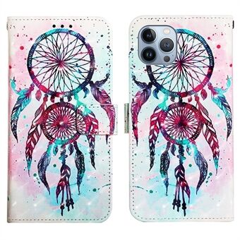 Voor iPhone 14 Plus 6,7 inch YB Patroon Afdrukken Leer Serie-2 3D Patroon Opvouwbare Stand Ontwerp PU Leren Case Folio Flip rondom Bescherming Shell met Portemonnee