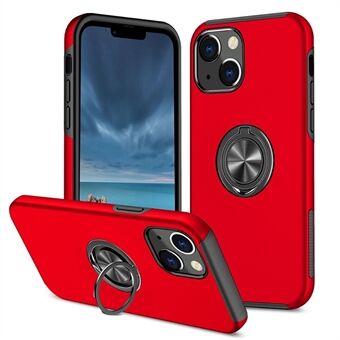 Voor iPhone 14 Plus 6,7 inch harde pc + zachte TPU hybride hoes Ring autohouder standaard beschermende telefoonhoes