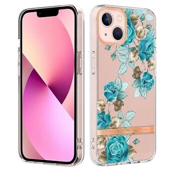 Voor iPhone 14 Plus 6.7 inch YB IMD-8 Serie Zachte TPU Stijlvolle Bloem Bloemmotief Telefoon Case Schokbestendig Galvaniseren IMD Cover