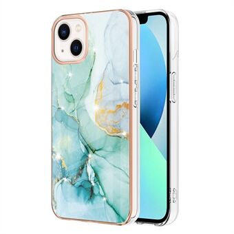 Voor iPhone 14 Plus 6.7 inch YB IMD Serie-2 Stijlvol Marmeren Patroon IMD Telefoon Cover Galvaniseren Edge Flexibele TPU Case: