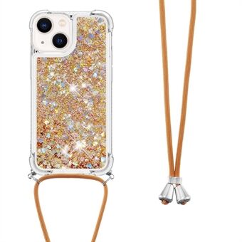 YB Quicksand Series-4 voor iPhone 14 Plus 6,7 inch Liquid Glitter Case Drijfzand Waterval Vloeiende Sparkle Bewegende Zachte TPU Beschermhoes met Lanyard