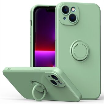 Voor iPhone 14 Plus 6.7 inch Ring Kickstand TPU Case Rubberen Soft TPU Cover met ingebouwde metalen plaat