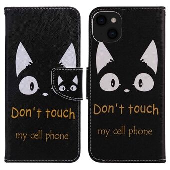 Voor iPhone 14 Plus Patroon Afdrukken Lederen Serie-2 Schokbestendige Telefoon Flip Wallet Case Stand Anti- Scratch Magnetische Sluiting PU Lederen Beschermhoes: