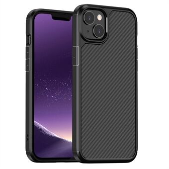 Voor iPhone 14 Plus Doorschijnende Koolstofvezel Textuur PC + TPU Telefoon Case Airbag Matte Anti-drop Cover
