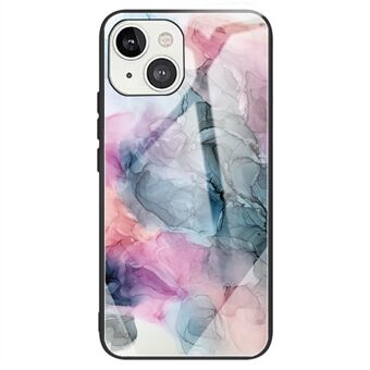 Voor iPhone 14 Plus Patroonafdrukken Gehard glas + TPU Hybrid Case Goed beschermde telefoonhoes Shell