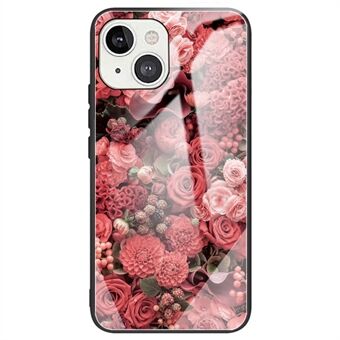 Voor iPhone 14 Plus Anti- Scratch Telefoonhoes Flexibele TPU + Gehard Glas Patroon Afdrukken Achterkant: