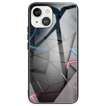 Voor iPhone 14 Plus Anti- Scratch Telefoonhoes Flexibele TPU + Gehard Glas Patroon Afdrukken Achterkant: