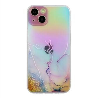 Voor iPhone 14 Plus Laser Reliëf Telefoon Shell Marmer Patroon TPU Licht Slanke Mobiele Telefoon Case: