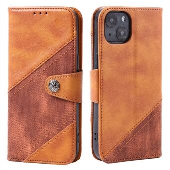 Voor iPhone 14 Plus Folio Flip PU Lederen Case Crazy Horse Textuur Splicing Beschermende Telefoon Cover met Portemonnee Stand