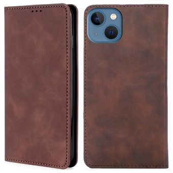 Voor iPhone 14 Plus Anti-val Skin-touch Telefoon Case Magnetische Adsorptie PU Lederen Flip Cover Stand Kaarthouder: