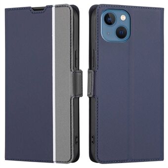 Voor iPhone 14 Plus Anti-val PU Lederen Twill Textuur Folio Boek Case met Kaarthouder Valbestendige Dual Magnetische Sluiting Stand Functie Beschermhoes