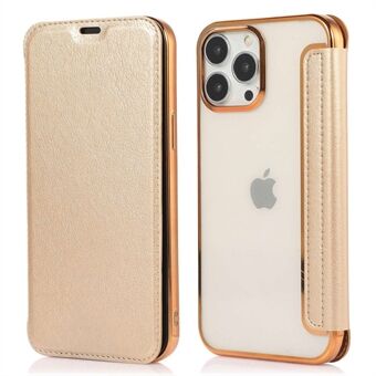 Voor iPhone 14 Plus Kaartsleuf Galvaniseren Case PU-leer Clear TPU Back Volledige bescherming Stand Case: