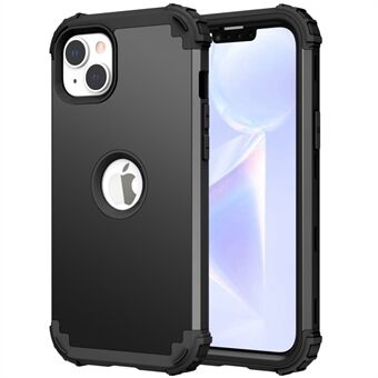 Voor iPhone 14 Plus 3-in-1 Siliconen + PC Hybrid Cover Fall Proof Dikker Hoeken Ontwerp Mobiele Telefoon Achterkant: