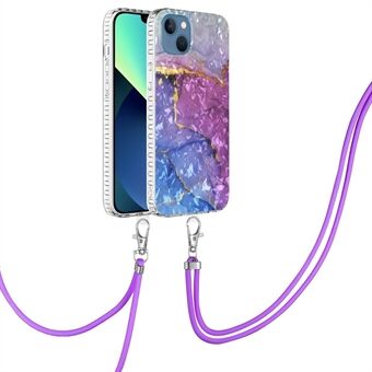 YB IMD Series-15 TPU-telefoonhoes voor iPhone 14 Plus, 2,0 mm dubbellaagse IMD IML-airbagbescherming achterkant met lanyard - BK009