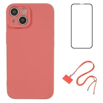 WANLONFENG RB1-serie voor iPhone 14 Plus TPU-hoesje Schokbestendige telefoonhoes met schermafbeelding en lanyard.