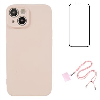 WANLONFENG RB1 Serie voor iPhone 14 Plus TPU-hoes Schokbestendige telefoonhoes met schermafdekking, halskoord.