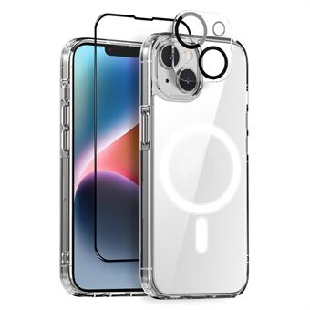 NORTHJO Voor iPhone 14 Plus PC+TPU Telefoonhoesje Compatibel met MagSafe + Gehard Glas Film + Camera Lensbeschermer