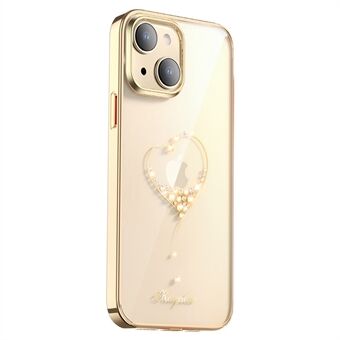 KINGXBAR Voor iPhone 14 Plus Slim Case Galvaniseren Telefoon Cover Anti-drop PC Telefoon Case met Kristal Decoratie: