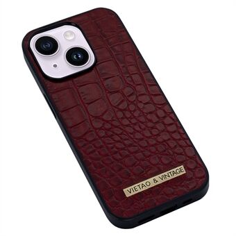 VIETAO Voor iPhone 14 Plus Telefoonhoesje Zakelijke stijl Krokodiltextuur PU-leer + pc + TPU Schokbestendige telefoonhoes