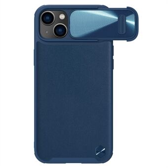 NILLKIN Voor iPhone 14 Plus Beschermhoes Anti- Scratch telefoonhoes PU-leer gecoat PC + TPU-telefoonhoes met schuifcamerahoes