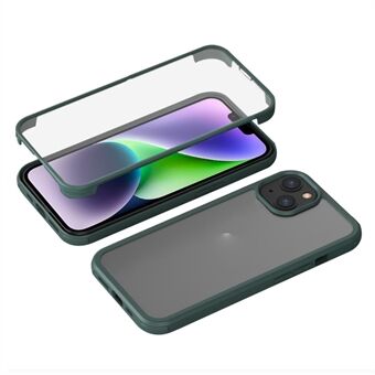 Voor iPhone 14 Plus enkelzijdig gehard glas + TPU telefoon beschermhoes, valbestendige en krasbestendige cover