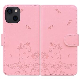 Voor iPhone 14 Plus Hoes Portemonnee Kattenpatroon Geprint Lederen Telefoonhoesje