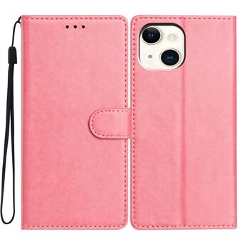 Voor iPhone 14 Plus Leren Telefoonhoesje Portemonnee Standaard Cover met Handige Strap