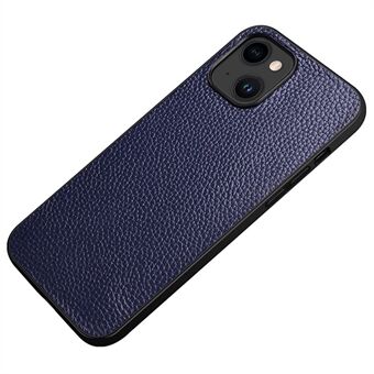 Voor iPhone 14 Plus mobiele telefoonhoes echt rundleer gecoat harde pc + TPU anti- Scratch telefoonhoes