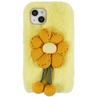 Winter harige telefoonhoes voor iPhone 14 Plus, anti- Scratch beschermhoes met 3D-pluche pop