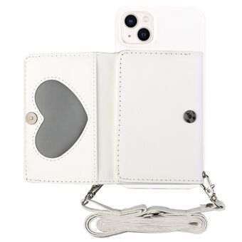 PU-lederen portemonnee standaardhoes voor iPhone 14 Plus, valbestendige TPU-telefoonhoes met schouderriem