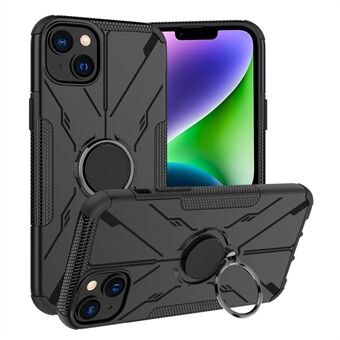 Voor iPhone 14 Plus Ring Kickstand Design PC + TPU Telefoon Achterkant Schokbestendig Drop-proof Case