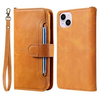 KT Leather Series-4 voor iPhone 14 Plus 2-in-1 Afneembare TPU-achterkant Volledige bescherming PU-leer Opvouwbare Stand Telefoon Portemonnee Shell met riem
