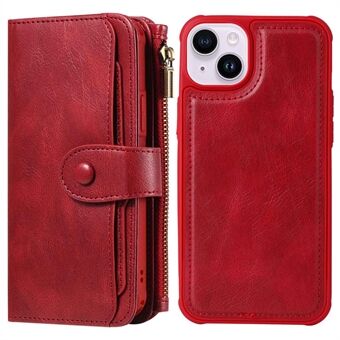 KT Multi-functionele Series-3 Voor iPhone 14 Plus Retro Lederen Telefoon Cover Afneembare Magnetische Absorptie Rits Portemonnee Stand Mobiele Telefoon Case