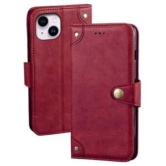 IDEWEI anti-vingerafdruk mobiele telefoonhoes voor iPhone 14 Plus, fijne textuur PU lederen portemonnee Stand telefoonhoes