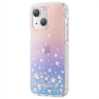 KINGXBAR Sparkle Glitters Telefoon Cover voor iPhone 14 Plus Hard PC + PET IMD Anti-Gele Telefoon Shell Strass Versierd Shockproof Case