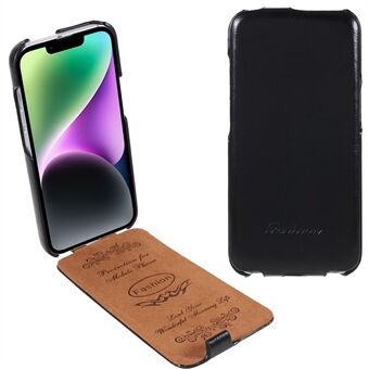 Voor iPhone 14 Plus Vertical Flip Anti-drop Mobiele Telefoon Cover PU Lederen Beschermhoes Bedrukt Patroon Crazy Horse Textuur Telefoon Shell