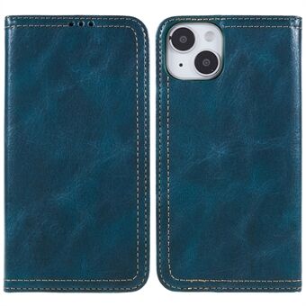 Voor iPhone 14 Plus Retro textuur PU lederen telefoon schokbestendig hoesje Dubbele stiklijn Opvouwbare Stand met portemonnee