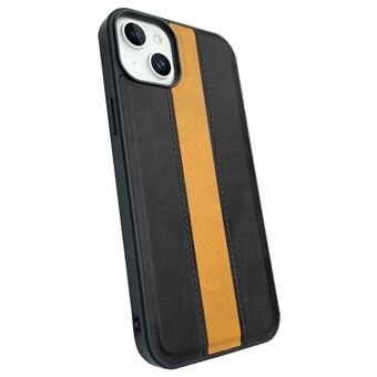 Voor iPhone 14 Plus Stijlvolle contrastkleur PU-leer gecoate TPU-achterkant Beschermhoes tegen vallen