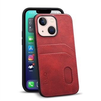 KSQ Style-C voor iPhone 14 Plus PU-leer gecoate TPU achterkant kaarthouder ontwerp telefoon valbestendig hoesje