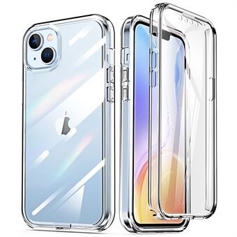 Valbestendige transparante telefoonhoes voor iPhone 14 Plus, C-stijl volledige bescherming telefoonhoes met schermbeschermer Ondersteuning voor draadloos opladen