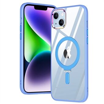 Magnetisch telefoonhoesje voor iPhone 14 Plus, galvanisch ontwerp PC+TPU schokbestendige telefoonhoes met verborgen standaard Handsfree kijken