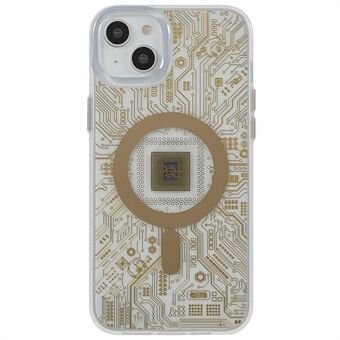 PQY Geek Series Circuit Board Style Magnetische Hoes voor iPhone 14 Plus Compatibel met MagSafe, Sterke Metaal+TPU+PET Armor Telefoonhoes