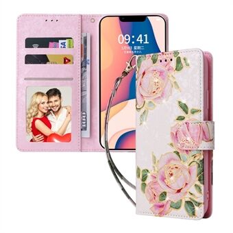 Voor iPhone 14 Plus RFID Blocking Phone Wallet Stand Case Gelakte magnetische sluiting PU lederen schokbestendige hoes