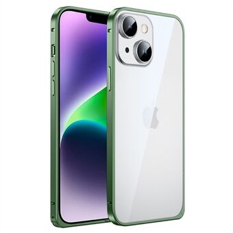 Voor iPhone 14 Plus Luban Lock Design PC + Metal Drop-proof Case Telefoon Beschermende Achterkant met Gehard Glas Lens Film