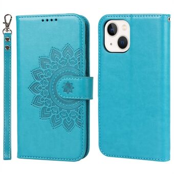 Voor iPhone 14 Plus R61 Textuur Stand Naad PU Leer + TPU Kijkstandaard Telefoon Case Patroon Bedrukt Wallet Cover